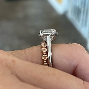 Rose gold skull wedding band